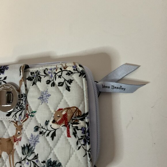 NWT Vera Bradley RFID Turn Lock Wallet RP $75 Merry Mischief Snow Day Deer - Picture 7 of 7